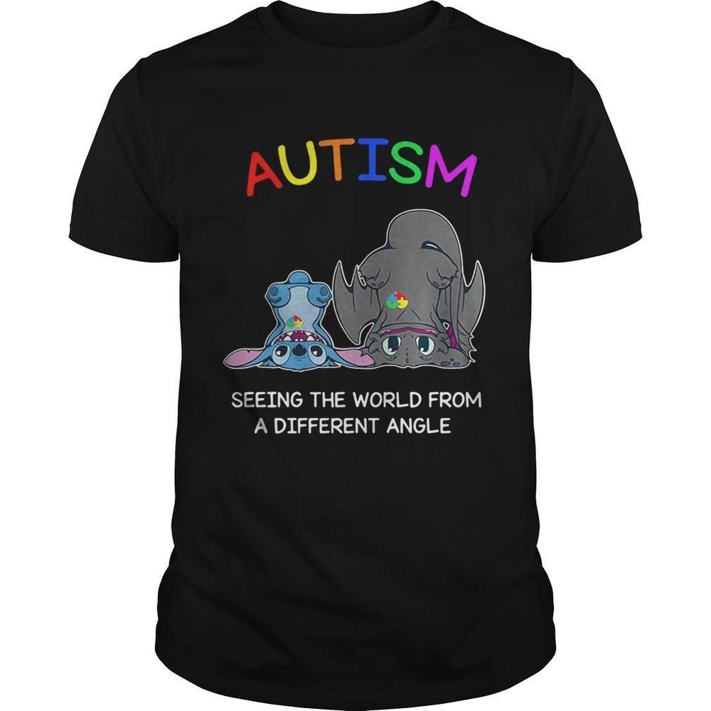 Stitch And Toothless Autism Seeing The World From A Different Angle Tshirt